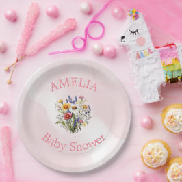 Prato De Papel Um pequeno Chá de fraldas de Garota-Natureza de Fl