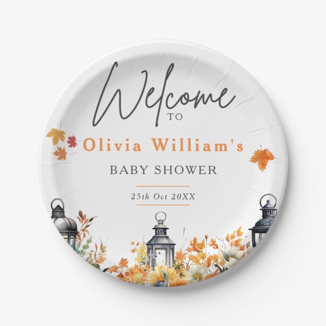 Prato De Papel Um Pequeno Chá de fraldas de outono de Abóbora (Frente)