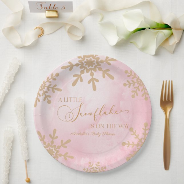 Prato De Papel Um pequeno floco de neve Chá de fraldas da Terra M (Casamento)