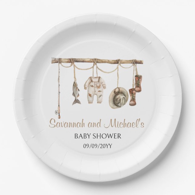 Prato De Papel Um pequeno pescador está a caminho do Partido Chá  (Frente)