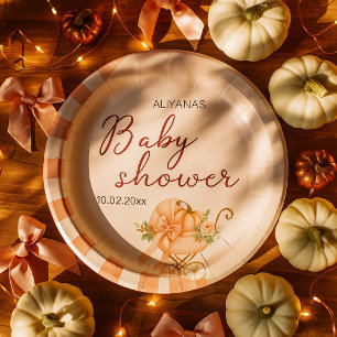 Prato De Papel Um pouco de Chá de fraldas cor-de-rosa com Arco de