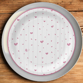 Prato De Papel Um Pouco Envolvido Chuveiro de Noiva Corações Rosa