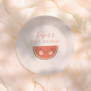 Prato De Papel Um Primeiro Aniversário Fofinho Um em um Melão