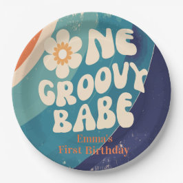 Prato De Papel Um primeiro aniversario Groovy Babe Groovy One