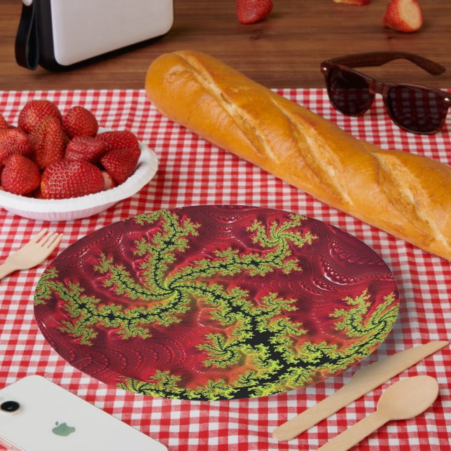 Prato De Papel Um Rio Passa Pela Placa De Papel (Piquenique)