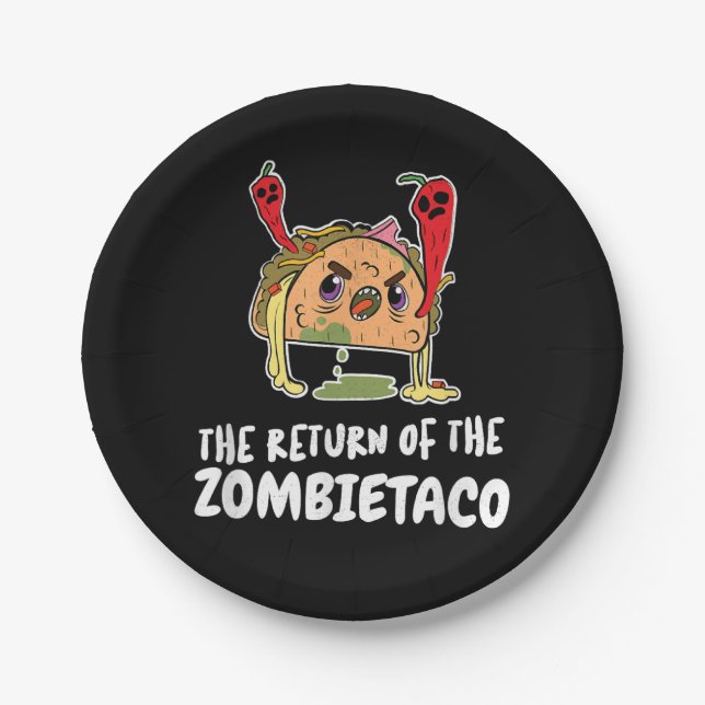 Prato De Papel um taco zombie (Frente)