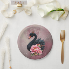 Prato De Papel Um toque de rosa e brilho de cisne.