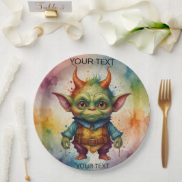 Prato De Papel Uma criatura engraçada e engraçada e bonita