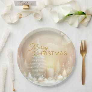 Prato De Papel Uma Fantasia de Anjo de Natal em Paisagem Nevada