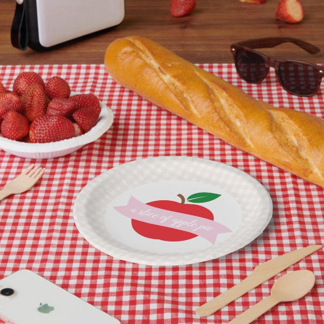 Prato De Papel Uma Fatia de Torta de Maçã (Piquenique)