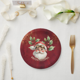 Prato De Papel Uma galinha-branca Santa Claus