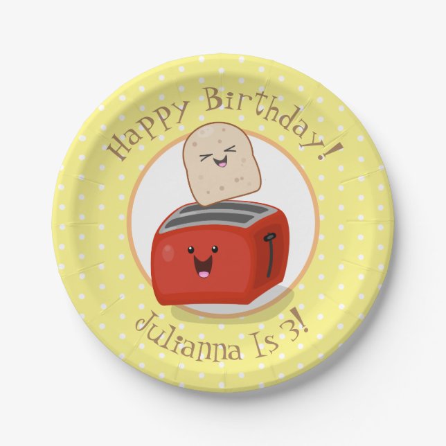 Prato De Papel Uma ilustração de desenho animado em torradeira de (Frente)