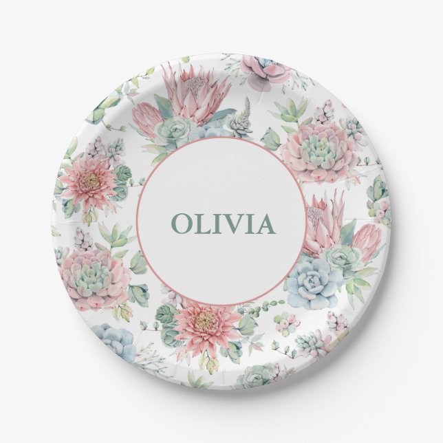 Prato De Papel Uma Menina Doce Roxo e Placas de Chá de fraldas Ro (Frente)