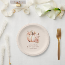 Prato De Papel Uma Pequena Abóbora Está A Caminho Do Chá de frald