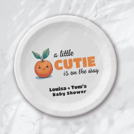 Prato De Papel Uma Pequena Cutie está no Caminho Chá de fraldas