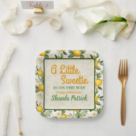 Prato De Papel Uma pequena festa de baby shower com tema de limão