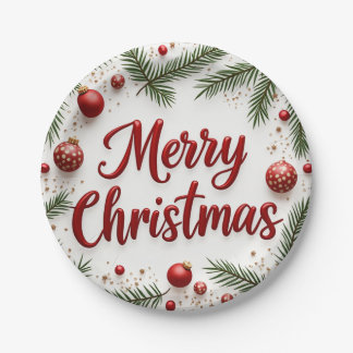 Prato De Papel uma placa redonda de Natal