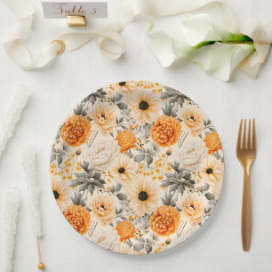 Prato De Papel Uma Série de Design Floral de Outono 1