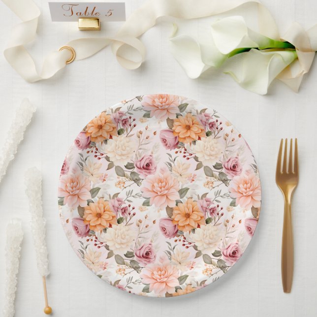 Prato De Papel Uma Série de Design Floral de Outono 2 (Casamento)
