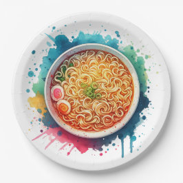 Prato De Papel Uma tigela de Ramen Noodles