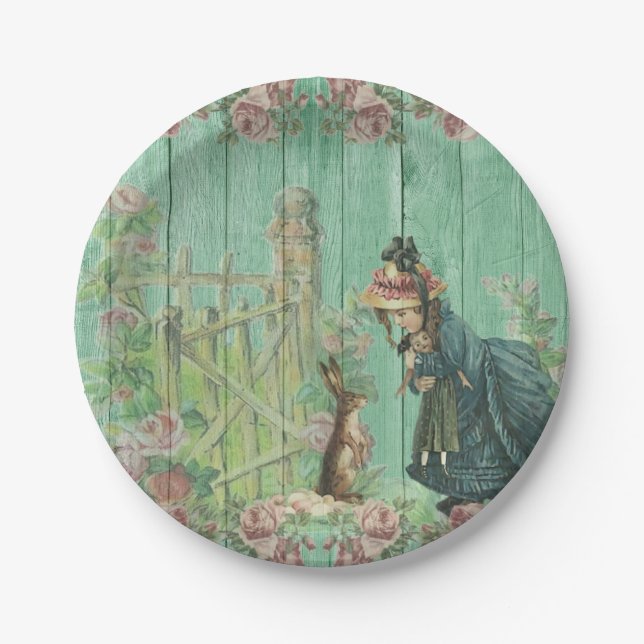 Prato De Papel Uma velha e bela imagem de Páscoa de papel (Frente)