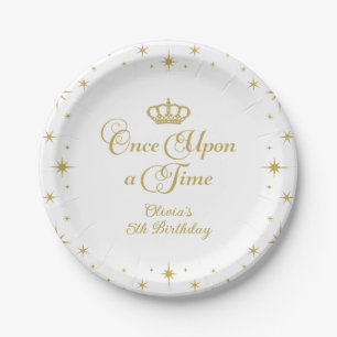 Prato De Papel Uma Vez Um Príncipe Dourado Bolo de Aniversário da