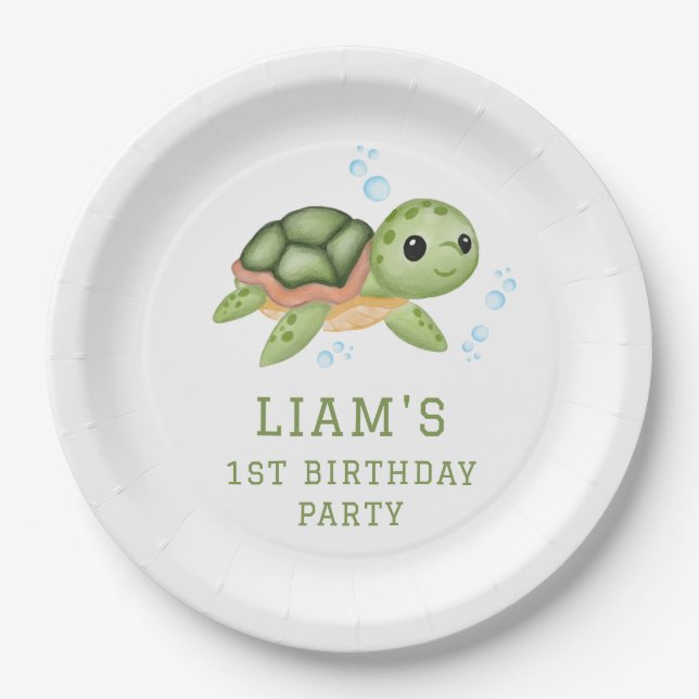 Prato De Papel Under the sea first birthday Paper  (Frente)