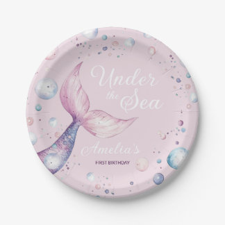Prato De Papel Under the Sea Mermaid First Birthday Party