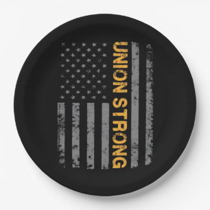 Prato De Papel União Forte com a bandeira americana clássica