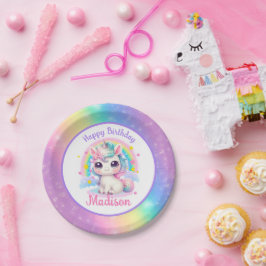 Prato De Papel Unicorn Birthday