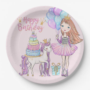 Prato De Papel Unicorn Princesa Legal Birthday