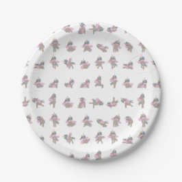 Prato De Papel Unicorn Yoga Poses Pattern Design