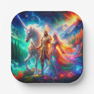 Prato De Papel Unicórnio