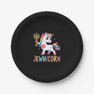 Prato De Papel Unicórnio de Hanukkah Dabbing Jewnicorn Chanukah J