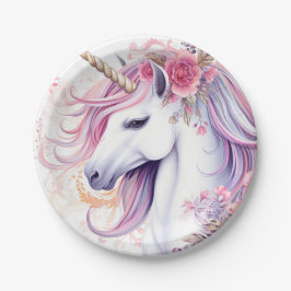 Prato De Papel Unicórnio Mágico