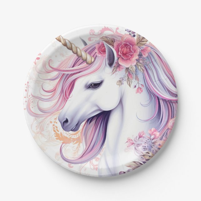 Prato De Papel Unicórnio Mágico (Frente)