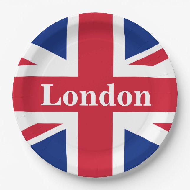 Prato De Papel Union Jack London ~ British Flag Plate (Frente)