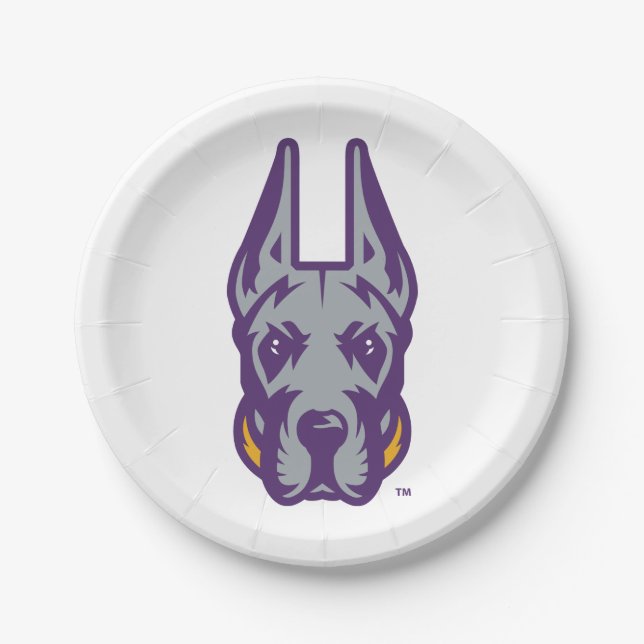 Prato De Papel Universidade de Albany Great Dane Mascot Head (Frente)