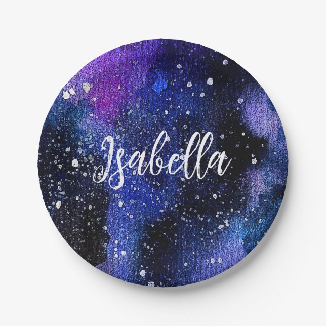 Prato De Papel Universo Púrpura de Watercolor (Frente)