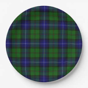 Prato De Papel Urquhart tartan Blue xadrez