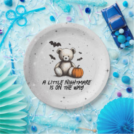 Prato De Papel Ursinho Pumpkin Chá de fraldas