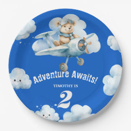 Prato De Papel Ursinho Sky-High Soiret: segundo aniversário