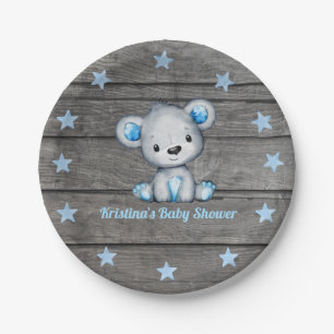 Prato De Papel Urso Azul Plate 4 Chá de fraldas, Russo, Anivers