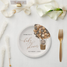 Prato De Papel Urso, Balões Marrons, Balão de Ar Quente, Chá de f