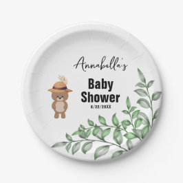 Prato De Papel Urso Bonito no Chá de fraldas de Madeira