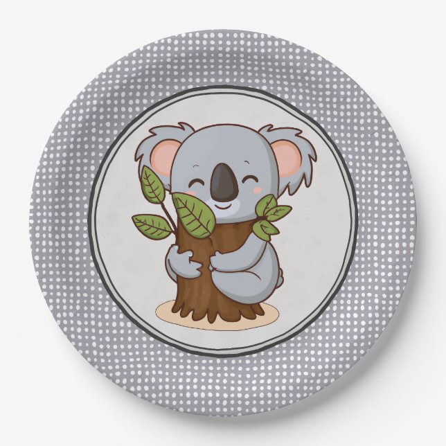 Prato De Papel Urso caola abraçado em árvore (Frente)