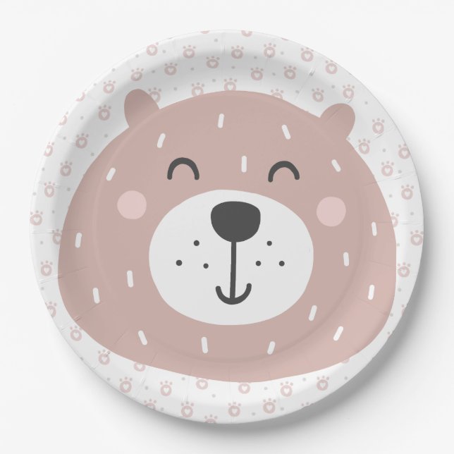 Prato De Papel Urso castanho-branco-esbranquiçado - Placas de pap (Frente)