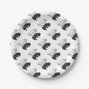 Prato De Papel Urso Cub da silhueta da mão