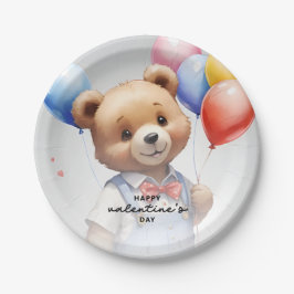 Prato De Papel Urso de Aquarela de Cubo dia de os namorados com B