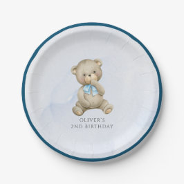 Prato De Papel Urso de pelúcia aniversário menino qualquer idade 